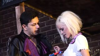 Blonde skank offer blowjob into underground place without regrets