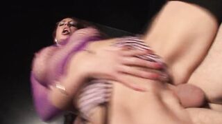 Sophisticated skank with glasses gets into a wild sex party group sex