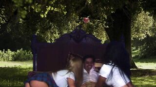 2 big boobed and incredible nymphos shattered the calm of siesta