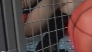 3 bitches having fun with their cunts inside a cage