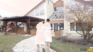 OLD4K. Svelte cunt with mouth facialized after passionate sex