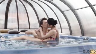OLD4K. Svelte cunt with mouth facialized after passionate sex