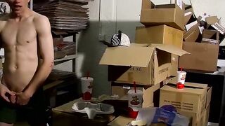 Skinny straight twinks cum on food after jerking together