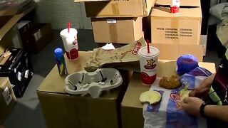 Skinny straight twinks cum on food after jerking together