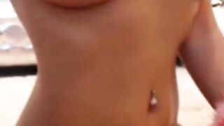 Russian Brunette Oils Big Tits on Webcam