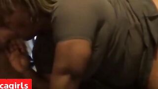 Black BBW Amateur Takes on White Cock at Home