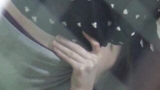 Sweet Oriental babe pussy fingering unaware of spycams presence