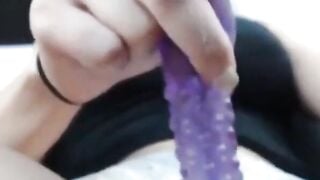 Blonde Babe Masturbates with Dildo and Squirts in Car
