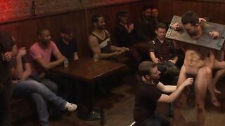 Bar crowd fucks go go boy Isaac Hardy