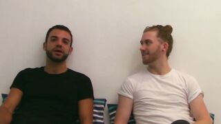 Sweet blond Killian cock riding Lewis boner in cowboy position