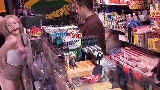 Teen Lily LaBeau Public BDSM Humiliation Fucked Hard in Smoke Shop and Boutique