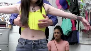 Aria Carson and Maya Farrell fuck officer