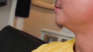 Hiroshi rewards Reitaro with massive sticky cream facial after epic anal