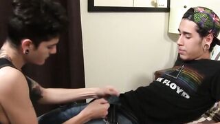 Gideon Graham tongues out waiting for Alexanders hot cum facial
