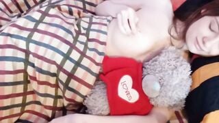 Cute teen has an intense morning orgasm after erotic dreams.
