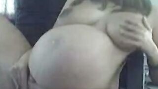 Lactating Ebony Mom-to-Be Teases on Webcam