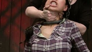 Asian bimbo Tia Ling endures inescapable extreme device bondage  and cum