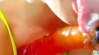 Black College Girl Deepthroats Her Creamed Fuck Machine on Webcam