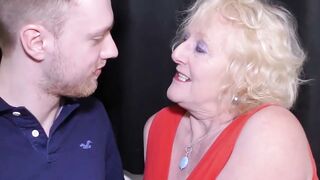 Blonde Granny In Red Dress Seduces Horny Guy For Hot Fuck