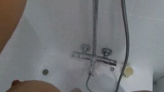 Big-Ass Black Teen's Solo Shower Footjob on Webcam