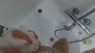 Big-Ass Black Teen's Solo Shower Footjob on Webcam