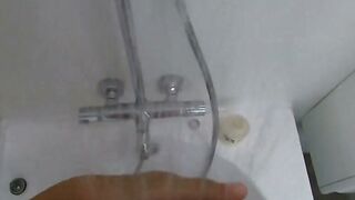 Big-Ass Black Teen's Solo Shower Footjob on Webcam