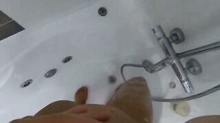 Big-Ass Black Teen's Solo Shower Footjob on Webcam