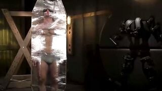 Lucas Leon Bound in Saran Wrap Blowjob and Rough Anal Fucking By Master Sharok