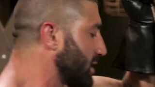 Lucas Leon Bound in Saran Wrap Blowjob and Rough Anal Fucking By Master Sharok