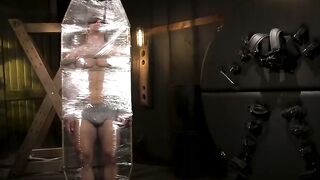 Lucas Leon Bound in Saran Wrap Blowjob and Rough Anal Fucking By Master Sharok
