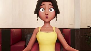 Personal Service ● Restaurant Bliss: Busty Waitress Sucks Shemale Cock Under Table