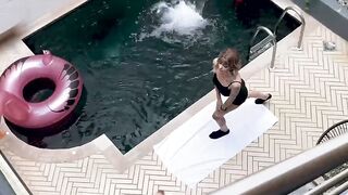 Blown by busty Latina roomie after her Yoga session by the pool