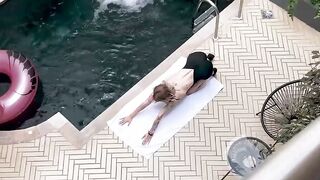Blown by busty Latina roomie after her Yoga session by the pool