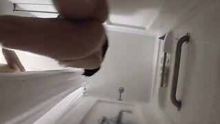 Big-Titted Amateur Rides a Big Cock in the Shower Until He Cums Twice!