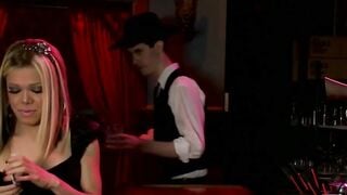 Vegas tgirl blackjack turns hardcore as Paris strips Chris naked then takes his ass