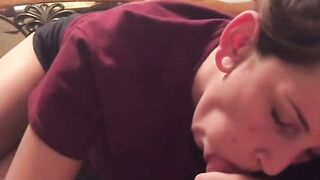 Cum-Hungry Brunette's Blowjob Treat
