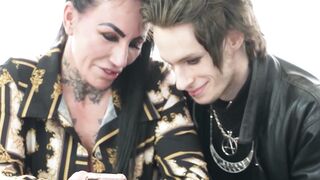 Inked Mature With Big Tits Gives Blowjob To Emo Stud