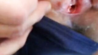 Hairy pussy girl gets fucked and filled with cum Hoe 2