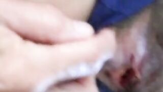 Hairy pussy girl gets fucked and filled with cum Hoe 2