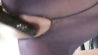 European Granny Stuffs Herself with a Dildo While Smoking