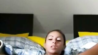 Webcam Girl Spreads Legs Wide and Masturbates to Orgasm