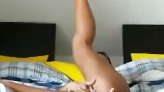 Webcam Girl Spreads Legs Wide and Masturbates to Orgasm