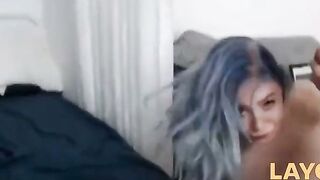 Blue-Haired Cam Girl's Sensual Blowjob Session