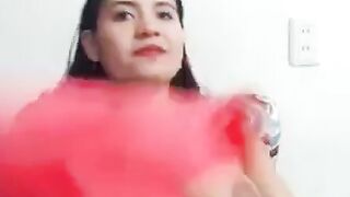 Pregnant Girl Milking Her Lactating Tits on Webcam