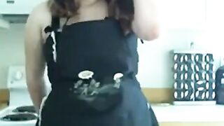 Big-Titted BBW Amateur's Solo Kitchen Cam Show