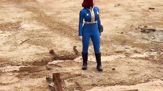 Redheaded Babe Roleplays as Vault Dweller from 'Fallout' - Sexy Costume Play