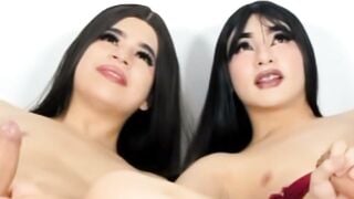Duo Transwomen Masturbates Together On Live