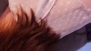 Redhead in Lace Lingerie Gets Doggy Style Fuck on Couch