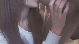 Asian Babe Strips Down to Reveal Her Perfect Body - POV Blowjob with Facial