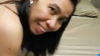 Amateur Thai in Stockings Blows and Rides a White Bull